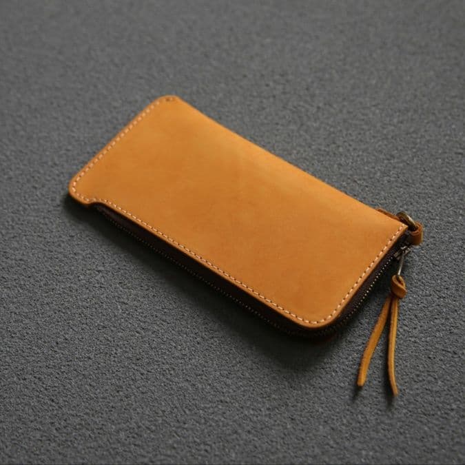 メンズ長財布 小型 本革ファスナー式