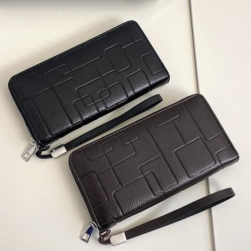 メンズ長財布 編み込み風型押し薄型長財布