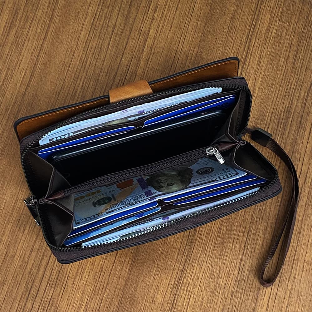 メンズ長財布 金具留め薄型紳士財布