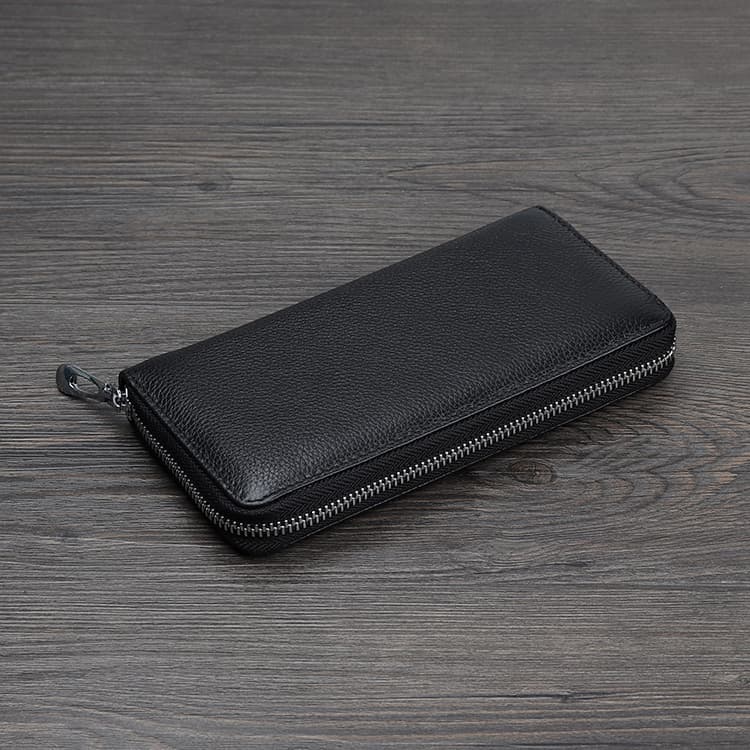 メンズ長財布 本革製薄型ファスナー付き長財布