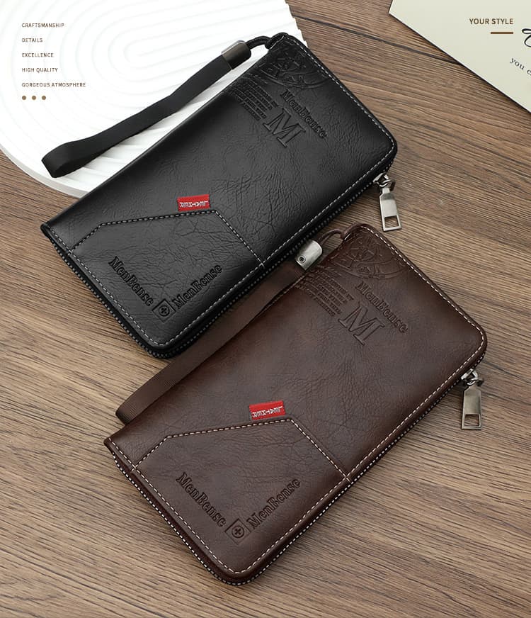 メンズ長財布 スマート収納ジッパー長財布