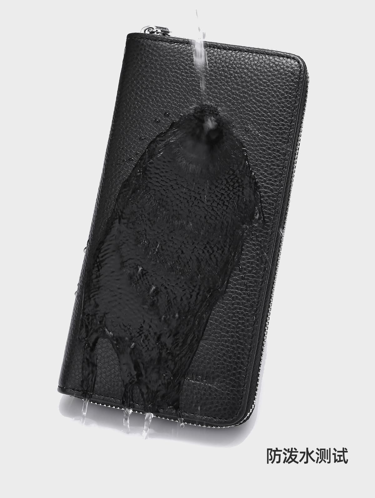 メンズ長財布 高級牛革ラウンドファスナー財布