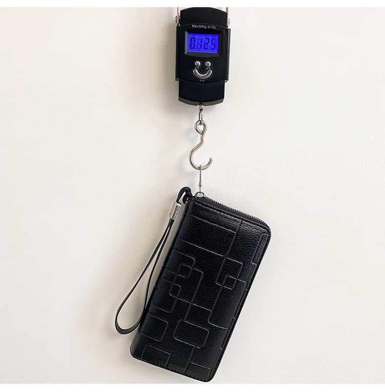メンズ長財布 編み込み風型押し薄型長財布
