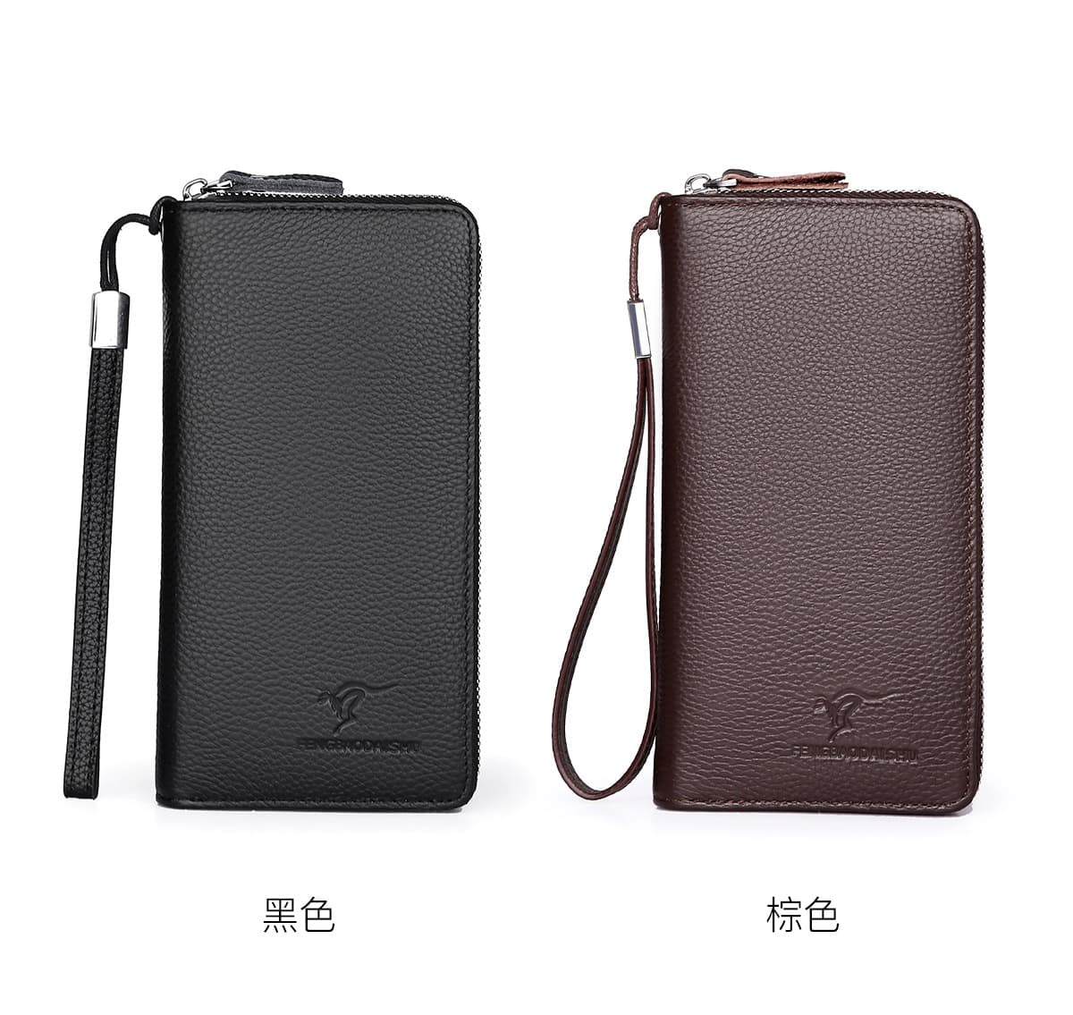 メンズ長財布 高級牛革ラウンドファスナー財布