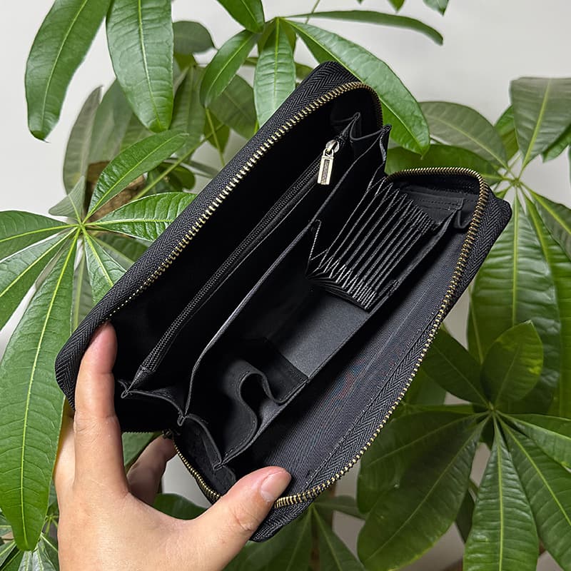 メンズ長財布 本革薄型ラウンドジッパー長財布
