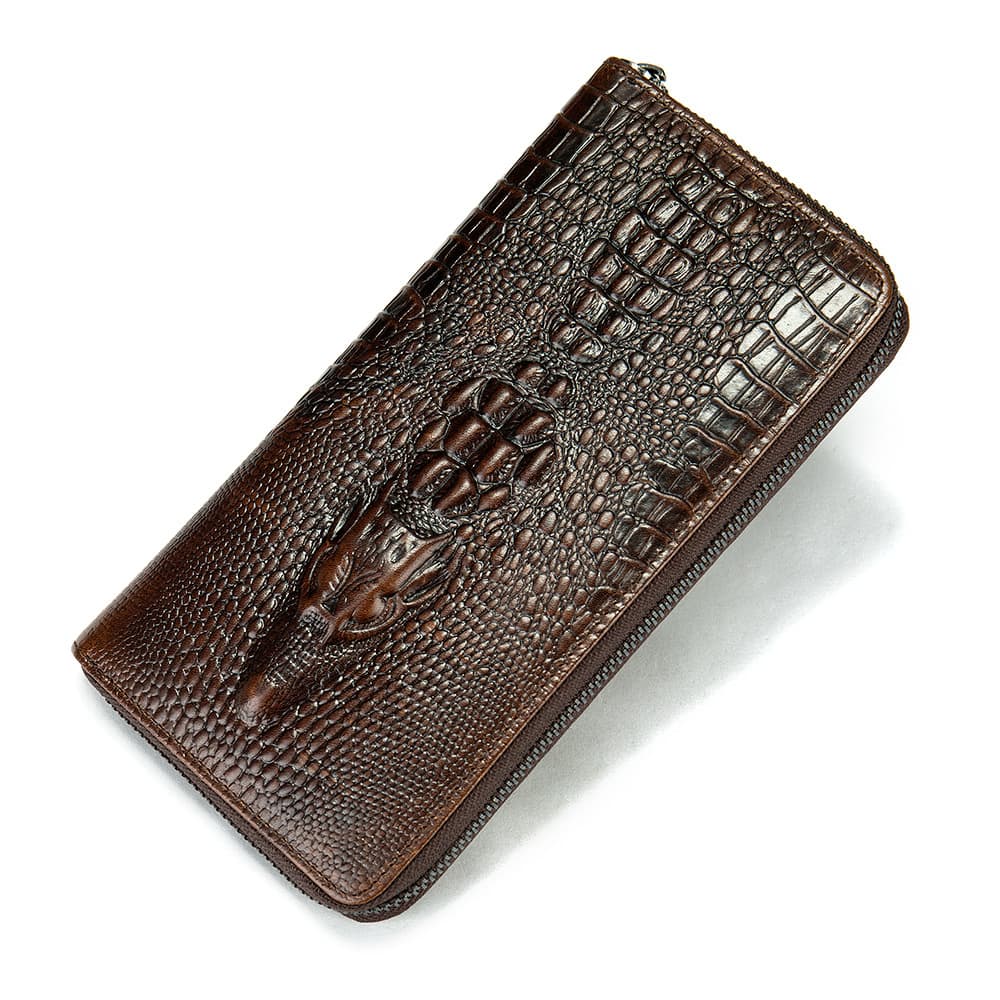 メンズ長財布 鱗紋刻印ラウンドジップ長財布