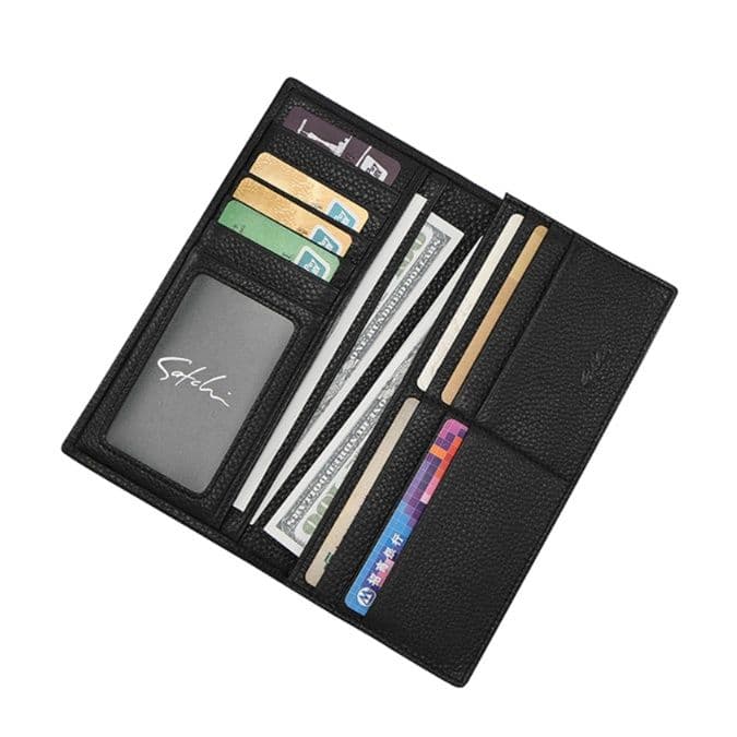 メンズ長財布 薄い プレミアム牛革スリム長財布
