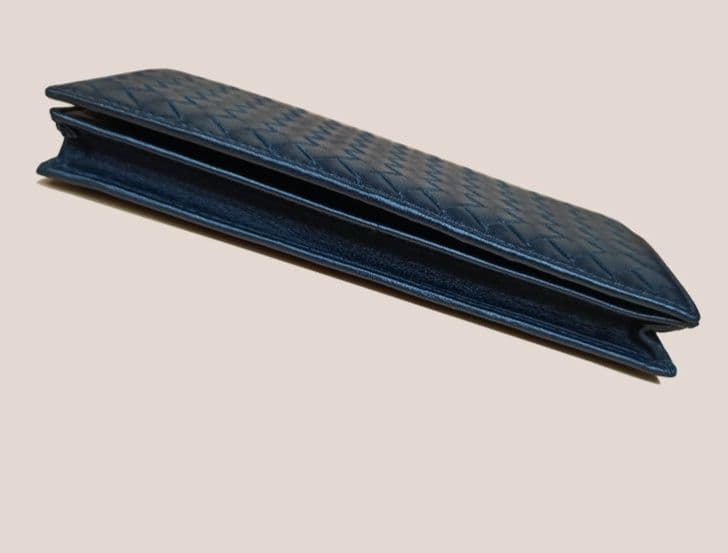メンズ長財布 小型 編み込み風格子柄コンパクト財布