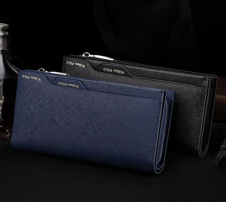 メンズ長財布 コンパクト スマートリストレザー財布