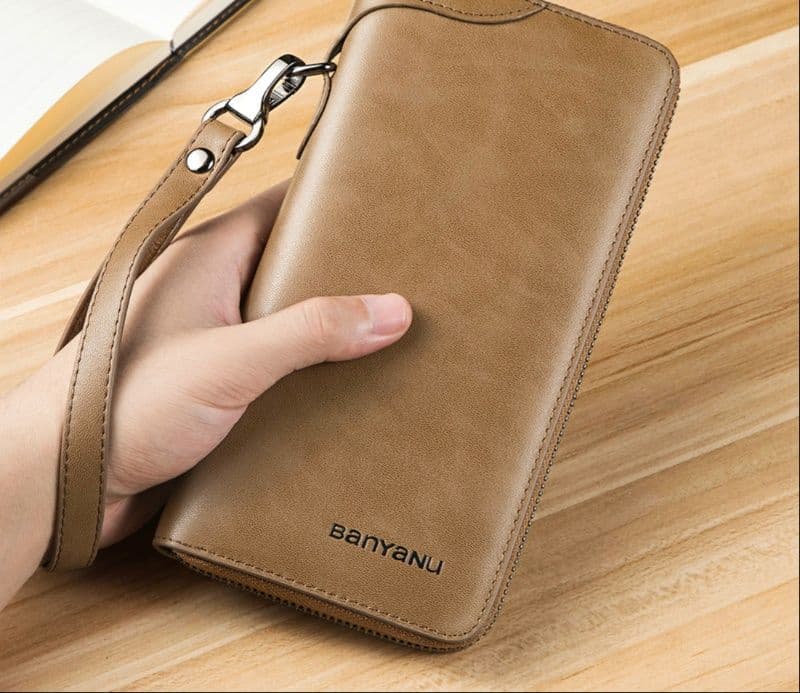 メンズ長財布 コンパクト スマートハンドル付き本革長財布