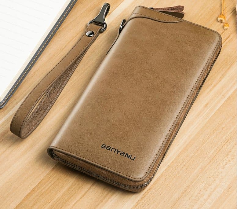 メンズ長財布 コンパクト スマートハンドル付き本革長財布