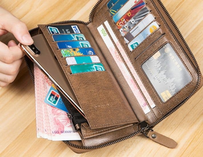 メンズ長財布 コンパクト スマートハンドル付き本革長財布