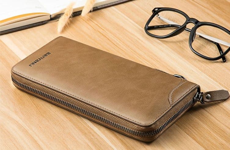 メンズ長財布 コンパクト スマートハンドル付き本革長財布