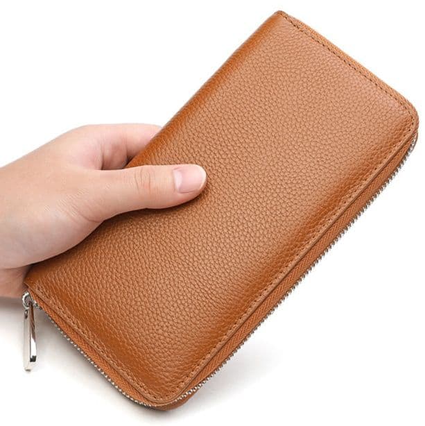 メンズ長財布 牛革型押しラウンド財布