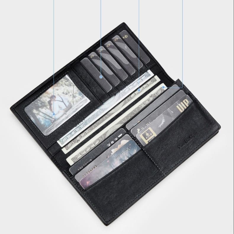 メンズ長財布 高級牛皮コンパクト長財布