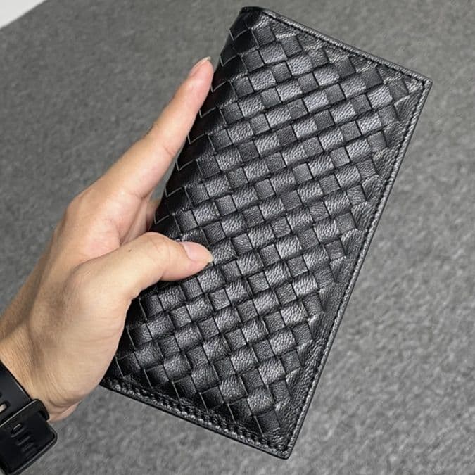 メンズ長財布 職人編み込み薄型長財布