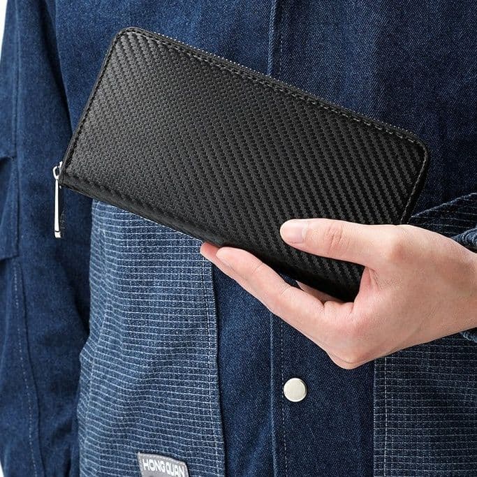 メンズ長財布 格子柄スマート財布