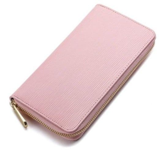 メンズ長財布 縦縞型押し本革ラウンドジップ長財布