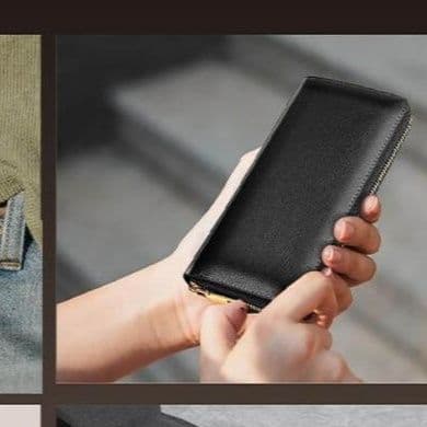 メンズ長財布 本革ラウンドファスナー薄型コンパクト長財布