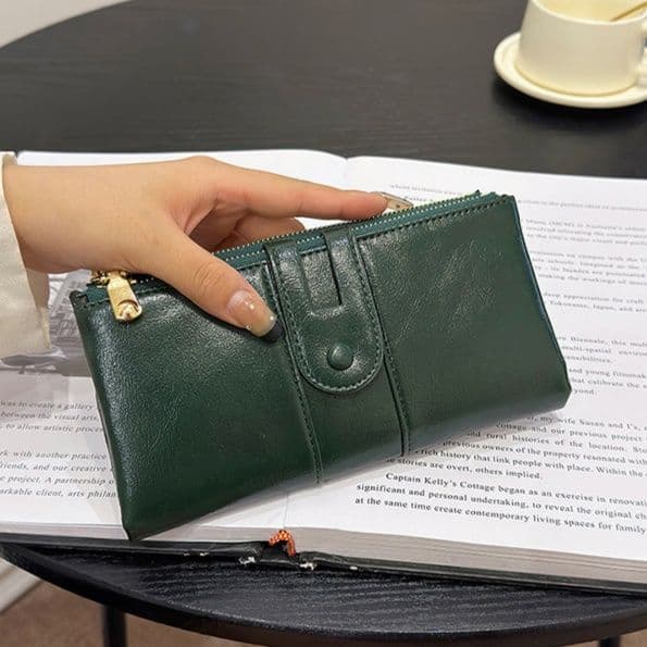 メンズ長財布 コンパクト多機能カード収納付きスナップボタン留め長財布