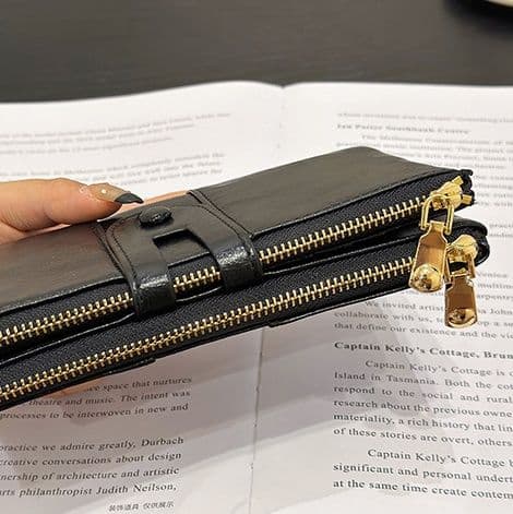 メンズ長財布 コンパクト多機能カード収納付きスナップボタン留め長財布