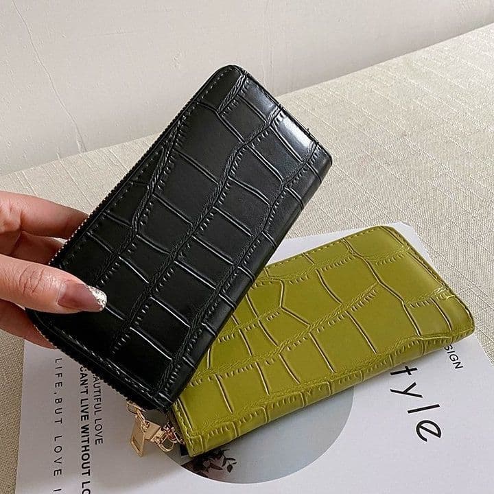 メンズ長財布コンパクト 型押しクロコダイル風ラウンドファスナー長財布