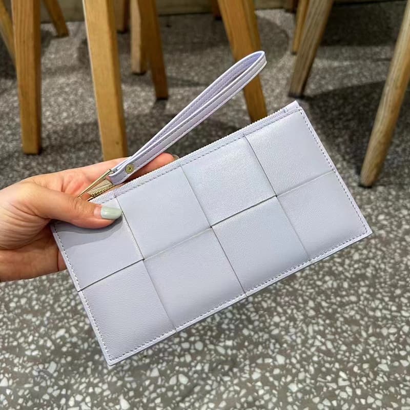 メンズ長財布 薄い 格子模様スリム長財布