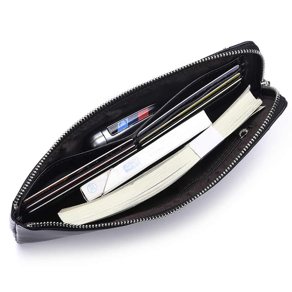 メンズ長財布 薄い スリムジップウォレット本革長財布