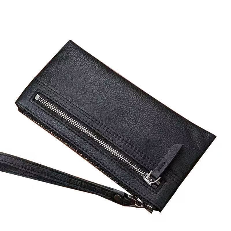 メンズ長財布 スマホ収納 ダブルジップ 薄型長財布