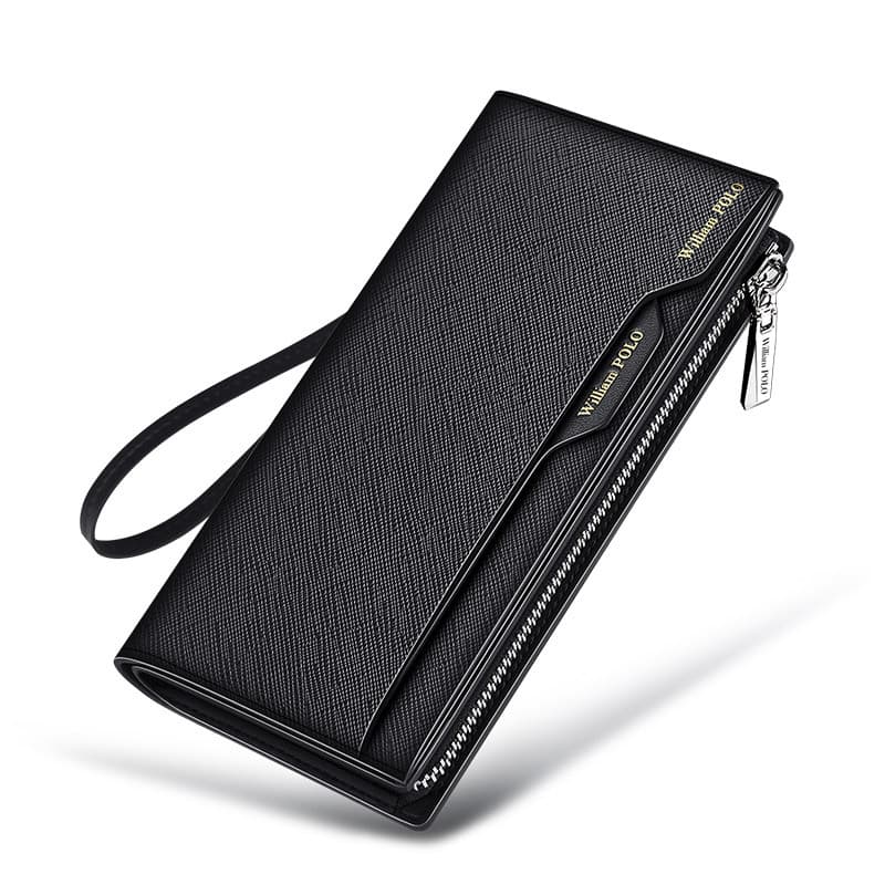 メンズ長財布 薄い スマートスリム本革ハンドストラップ財布