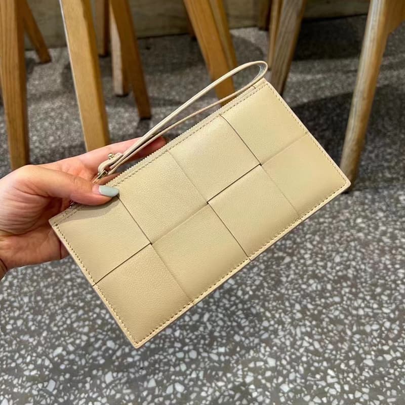 メンズ長財布 薄い 格子模様スリム長財布