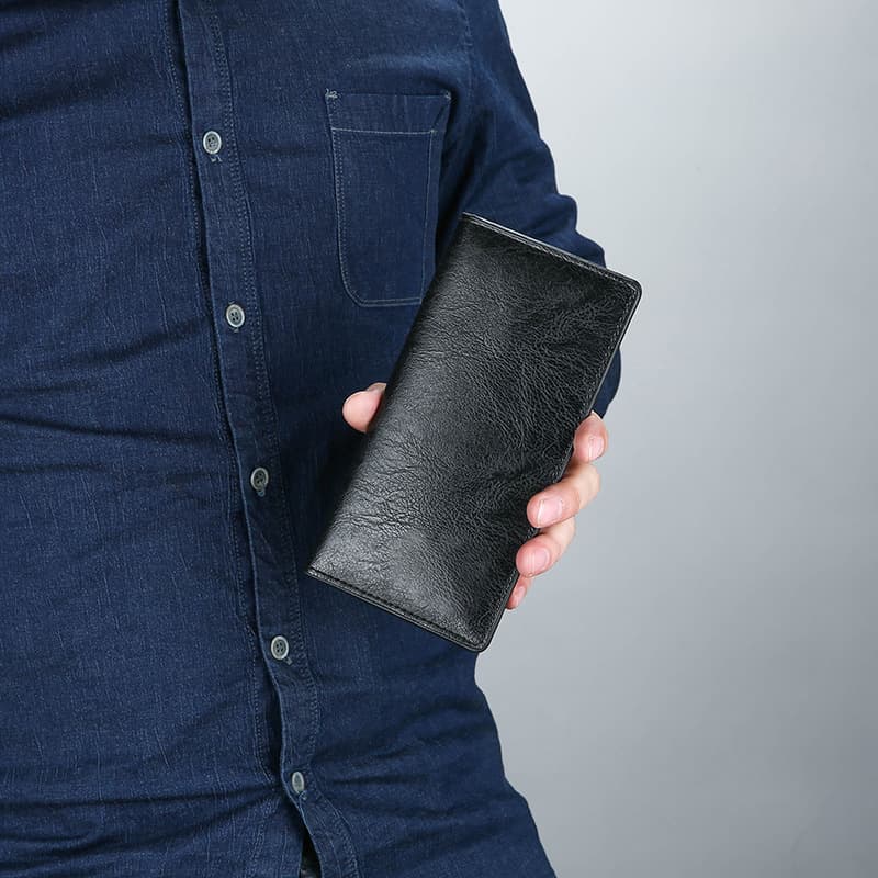 メンズ長財布 薄い 上質レザー薄型スマート長財布
