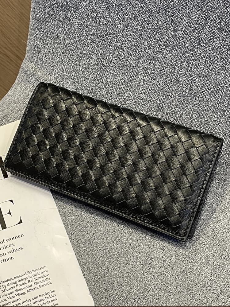 メンズ長財布 職人編み込み薄型長財布