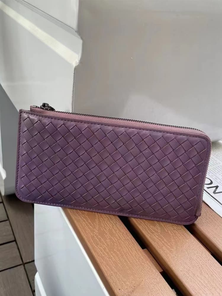 メンズ長財布 薄い 編込みスリム長財布