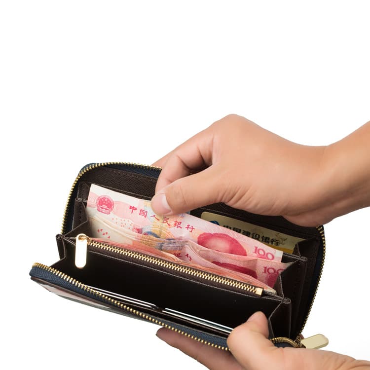 メンズ長財布 コンパクト 斜めラインデザイン薄型長財布