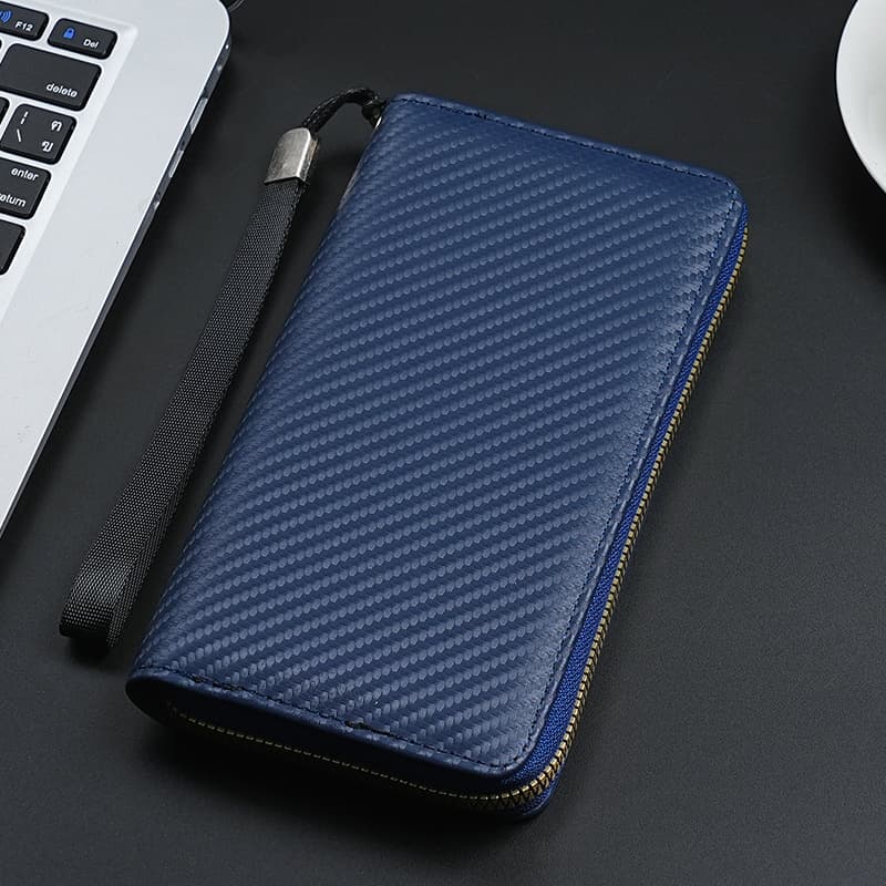 メンズ長財布 コンパクト 斜め織り模様のスマート長財布