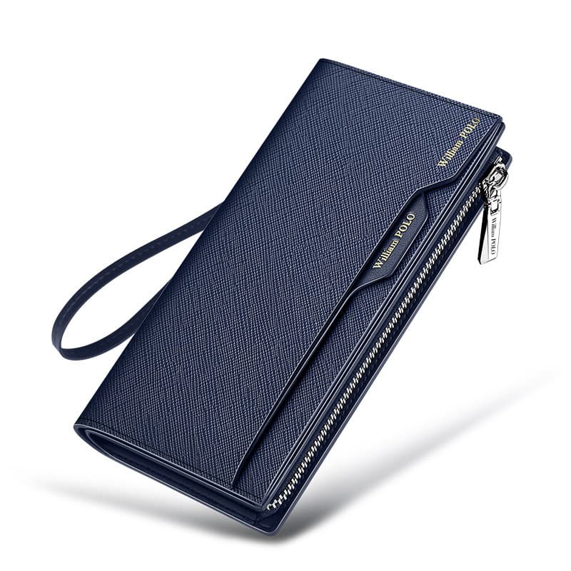 メンズ長財布 薄い スマートスリム本革ハンドストラップ財布