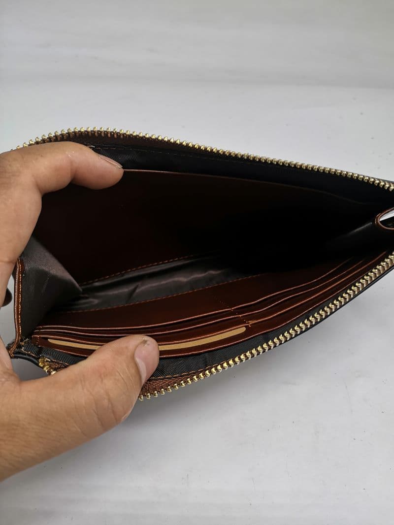 メンズ長財布 小型 スマート菱形飾り