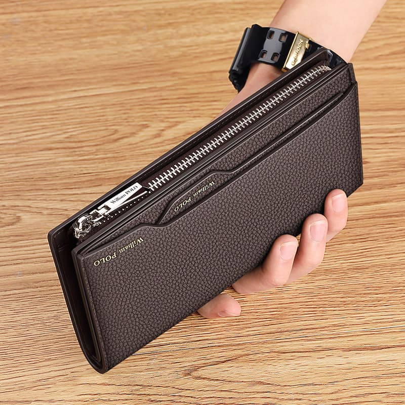 メンズ長財布 コンパクト スマートリストレザー財布